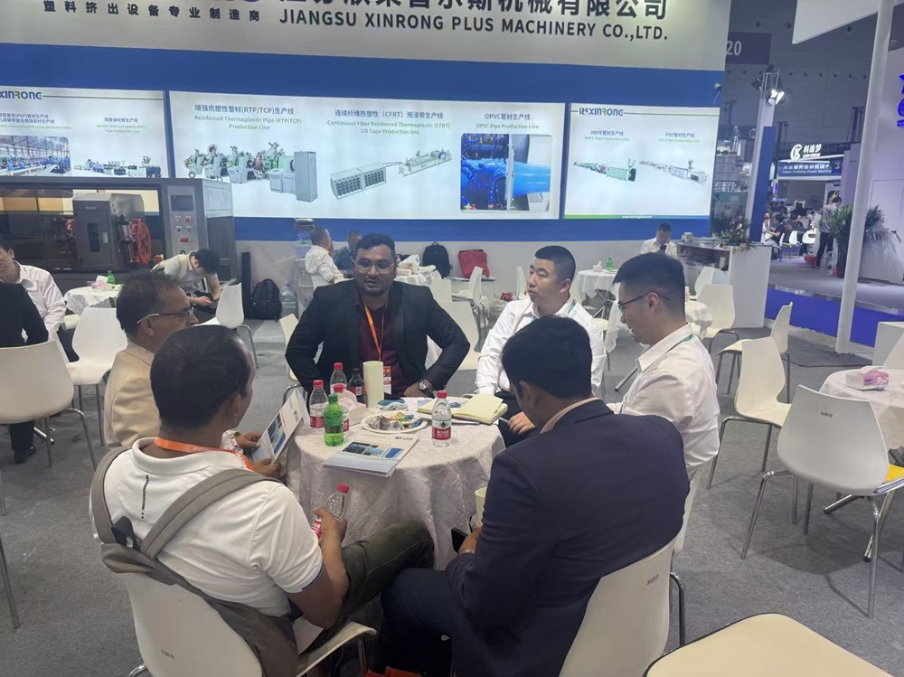 Jiangsu XinrongPlas Machinery Co., Ltd OPVC plastic pipe production line shines at the 2025 Chinaplas and achieves fruitful results2.jpg